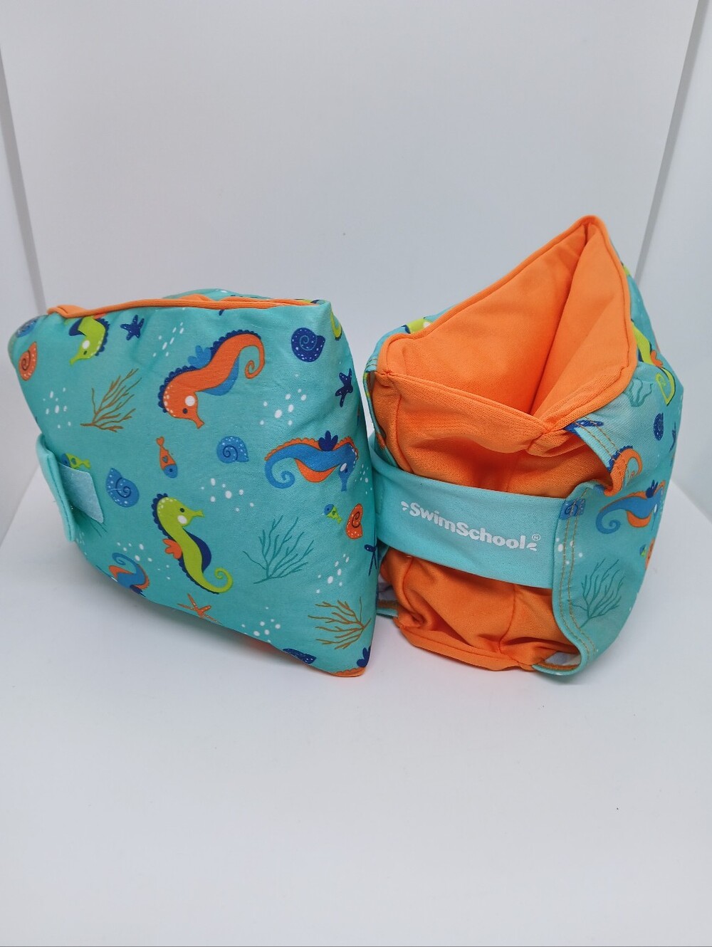 ​SwimSchool Adjustable Fabric Arm Floats Seahorse Water Wings Floaties 40-80 lbs